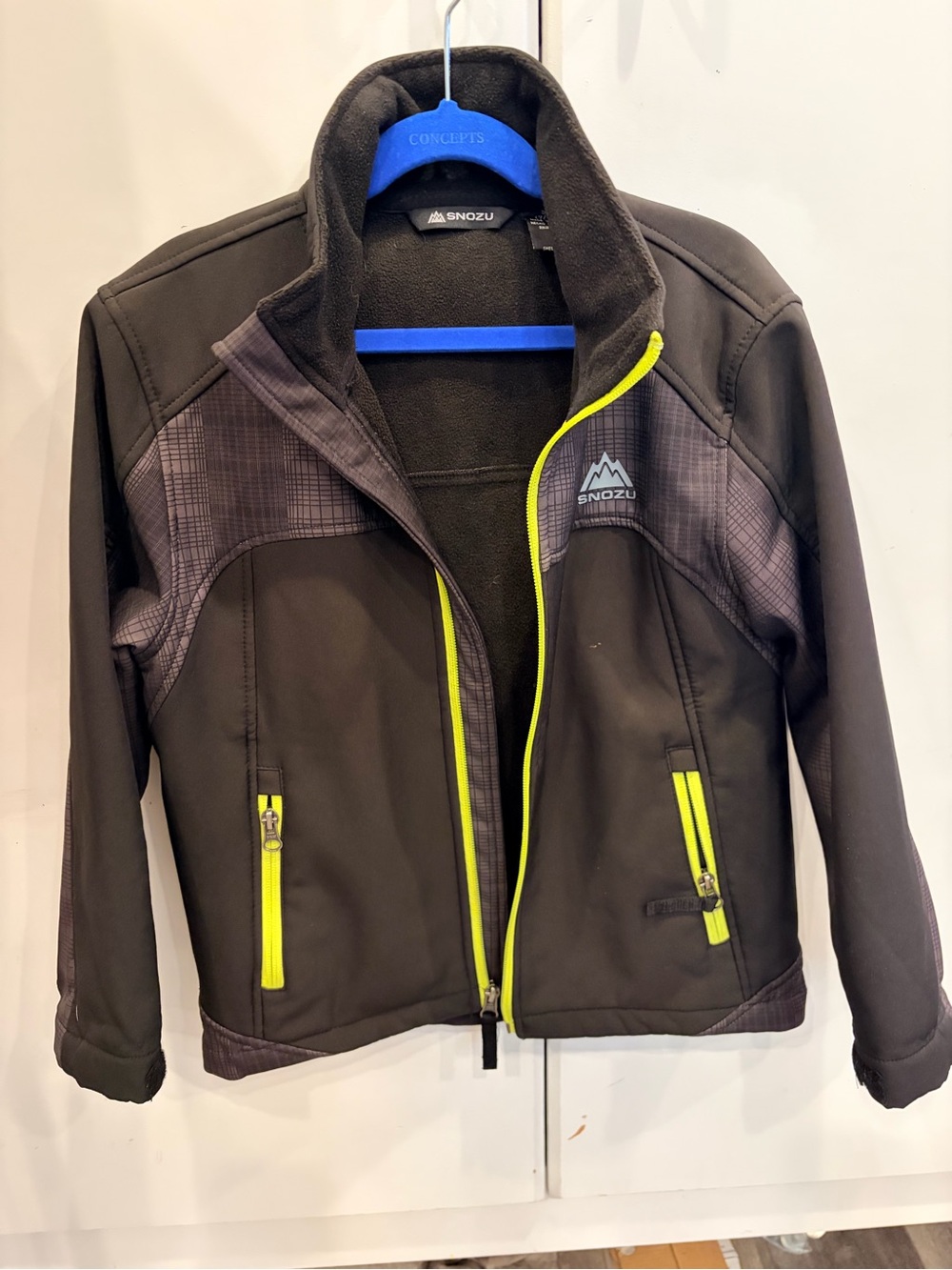 Snozu Kids' Black Jacket with Neon Yellow Zippers